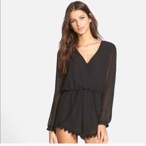 ASTR Black Lace Trim Romper